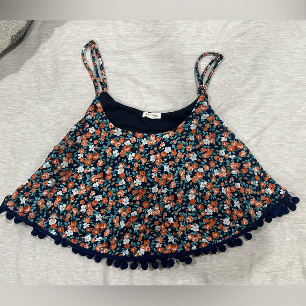 Floral Flowy Crop Top with Underlining